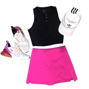 SheFit Luxe Performance Skort Pink Magenta Athletic Tennis Running‎ Women's L